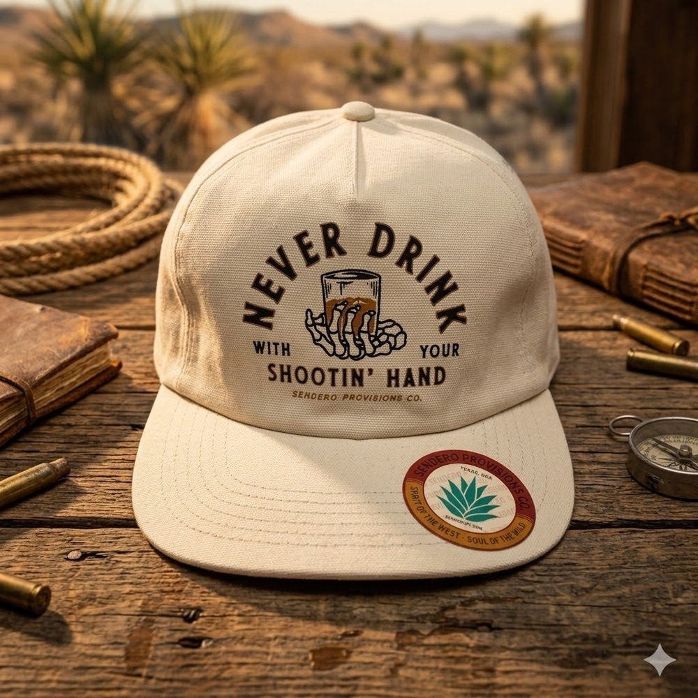 Sendero Provisions Co Shootin' Hand Hat NWT Canvas Strapback Cream Skeleton